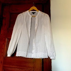 J Crew patterned white blouse